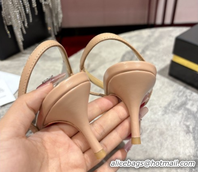 Pretty Style Christian Louboutin Rosalie Heel Sandals 6.5cm in Calf Leather Nude 0827061
