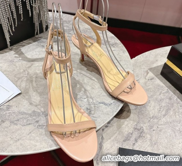 Stylish Christian Louboutin Loubigirl Heel Sandals 6.5cm in Calf Leather Nude 0827063