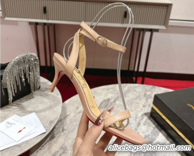 Stylish Christian Louboutin Loubigirl Heel Sandals 6.5cm in Calf Leather Nude 0827063