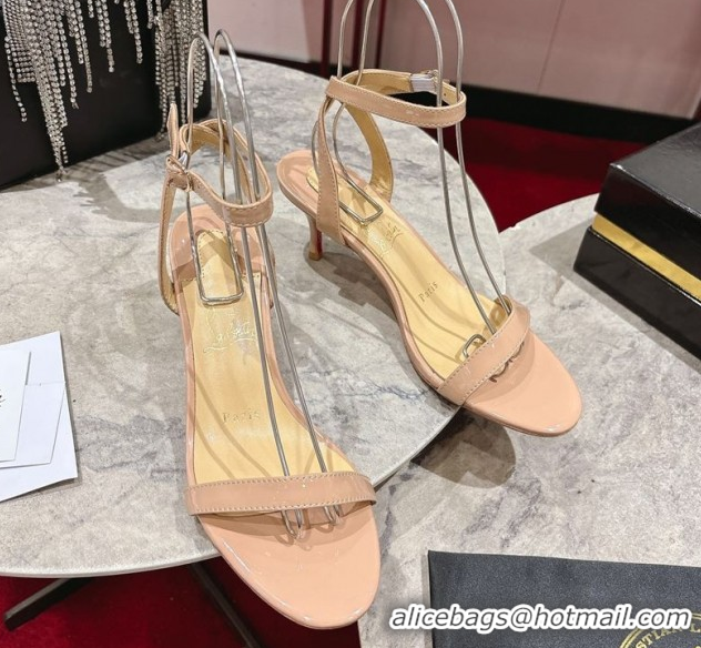 Best Price Christian Louboutin Loubigirl Heel Sandals 6.5cm in Patent Leather Nude 0827065
