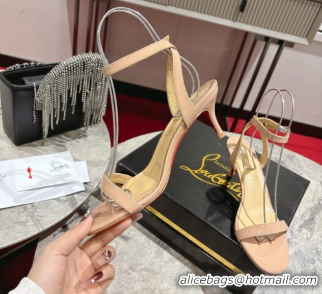 Best Price Christian Louboutin Loubigirl Heel Sandals 6.5cm in Patent Leather Nude 0827065