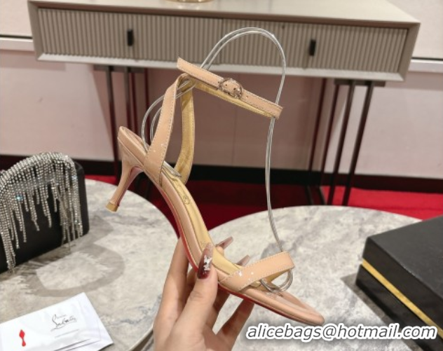 Best Price Christian Louboutin Loubigirl Heel Sandals 6.5cm in Patent Leather Nude 0827065