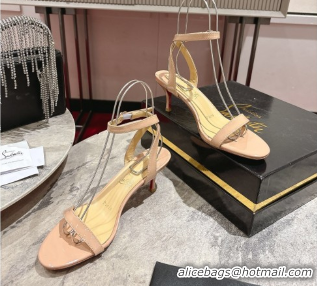 Best Price Christian Louboutin Loubigirl Heel Sandals 6.5cm in Patent Leather Nude 0827065