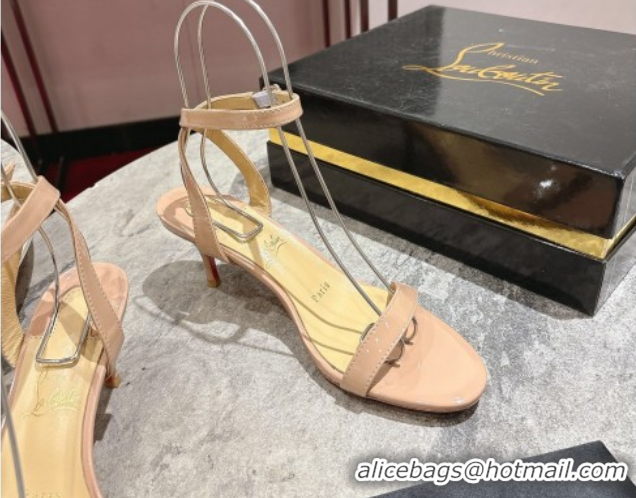 Best Price Christian Louboutin Loubigirl Heel Sandals 6.5cm in Patent Leather Nude 0827065