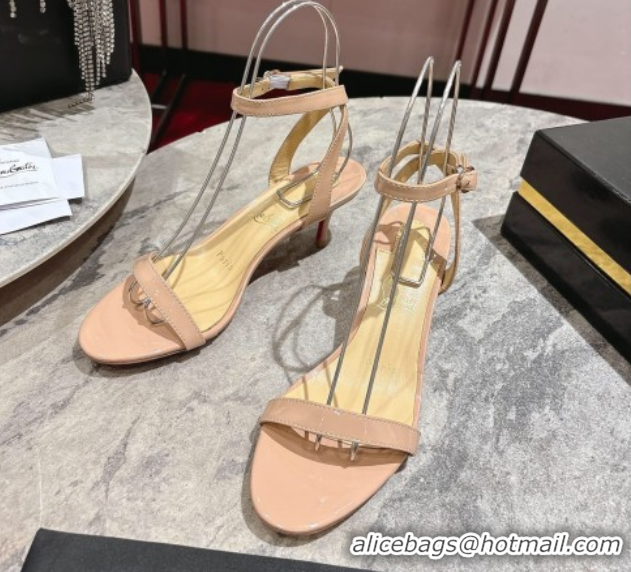 Best Price Christian Louboutin Loubigirl Heel Sandals 6.5cm in Patent Leather Nude 0827065