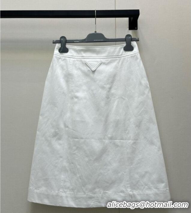 Top Grade Prada Cotton Skirt 0812 White 2025