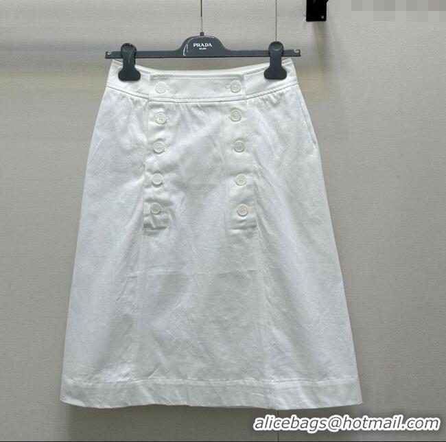 Top Grade Prada Cotton Skirt 0812 White 2025