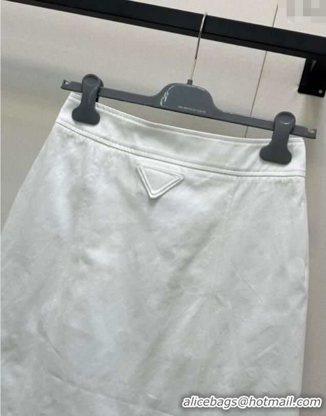 Top Grade Prada Cotton Skirt 0812 White 2025