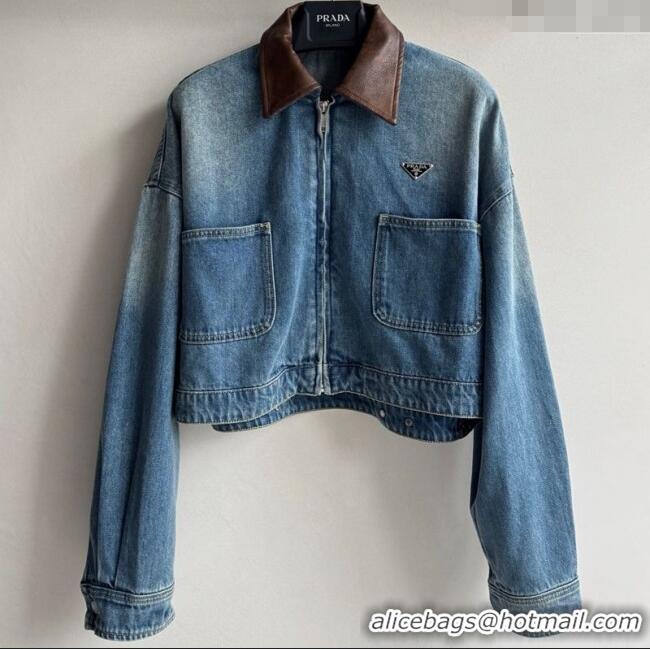 Buy Inexpensive Prada Denim Short Jacket 0812 Blue 2025