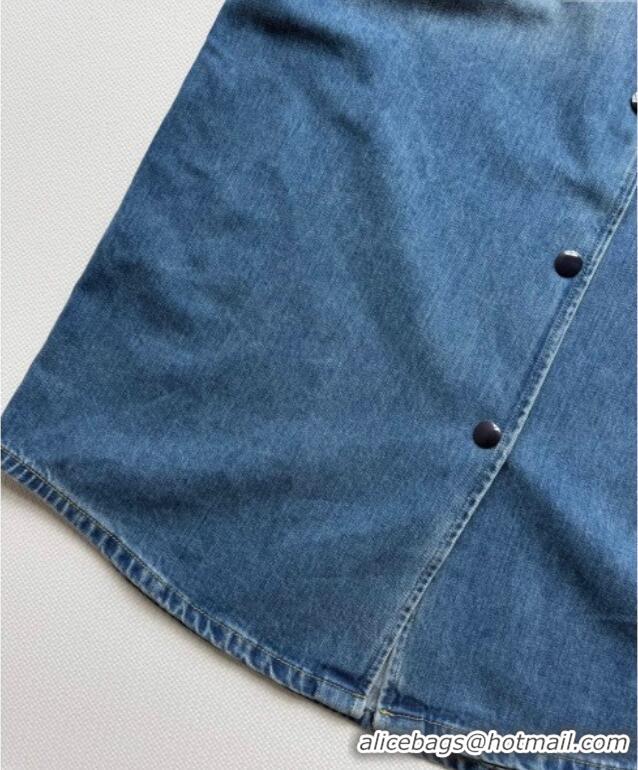 Super Quality Prada Long Denim Jacket 0815 Blue 2025
