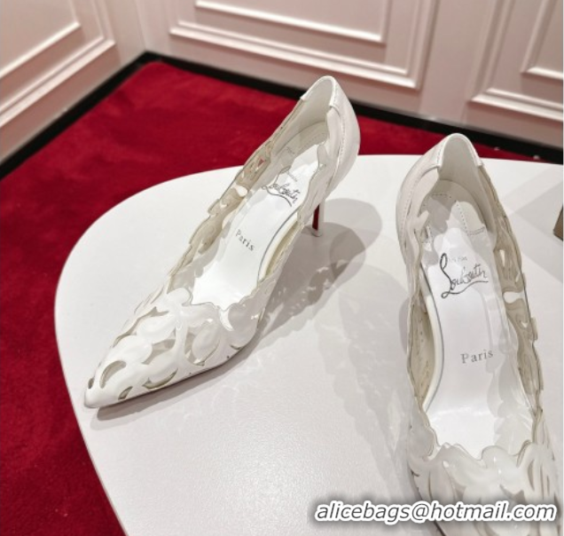 Stylish Christian Louboutin Cutout Leather Pumps 8.5cm White 2025 CL103001