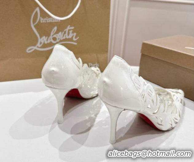 Stylish Christian Louboutin Cutout Leather Pumps 8.5cm White 2025 CL103001