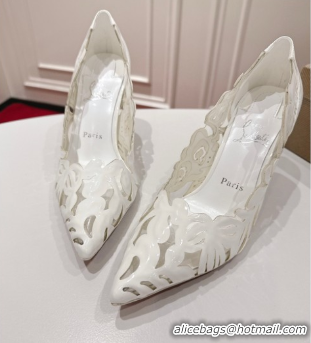 Stylish Christian Louboutin Cutout Leather Pumps 8.5cm White 2025 CL103001