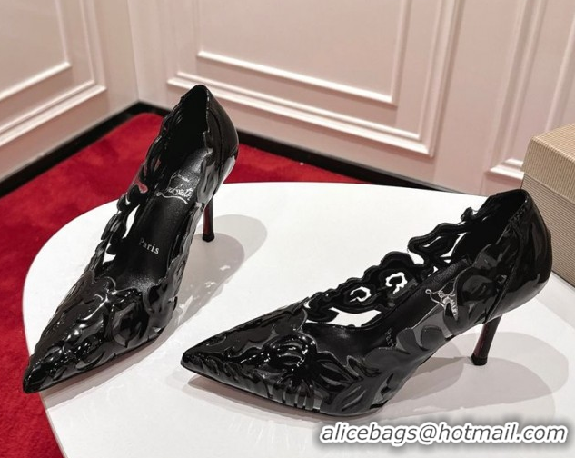 Good Quality Christian Louboutin Cutout Leather Pumps 8.5cm Black 2025 CL103001 01