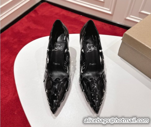 Good Quality Christian Louboutin Cutout Leather Pumps 8.5cm Black 2025 CL103001 01