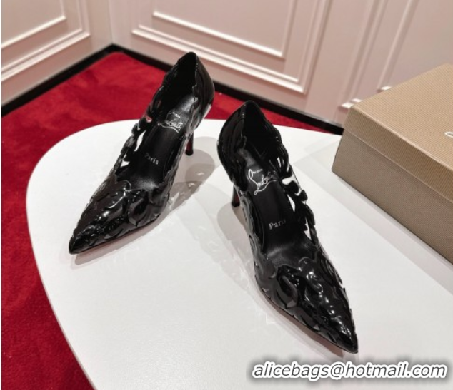 Good Quality Christian Louboutin Cutout Leather Pumps 8.5cm Black 2025 CL103001 01