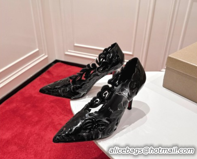 Good Quality Christian Louboutin Cutout Leather Pumps 8.5cm Black 2025 CL103001 01