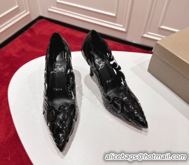 Good Quality Christian Louboutin Cutout Leather Pumps 8.5cm Black 2025 CL103001 01