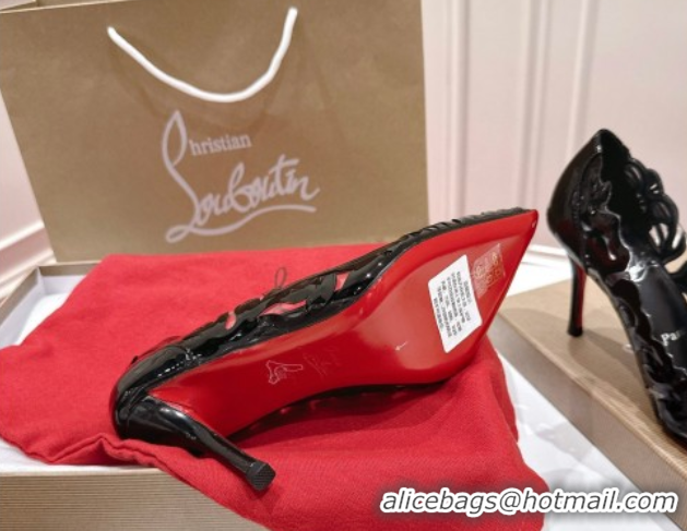 Good Quality Christian Louboutin Cutout Leather Pumps 8.5cm Black 2025 CL103001 01