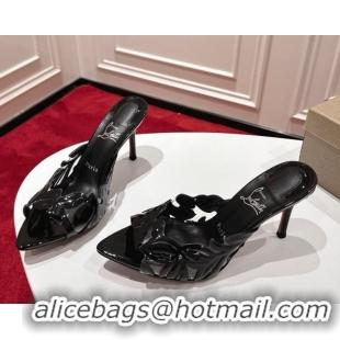 Sumptuous Christian Louboutin Cutout Leather Heel Slides Sandal 8.5cm Black 2025 CL103001 02