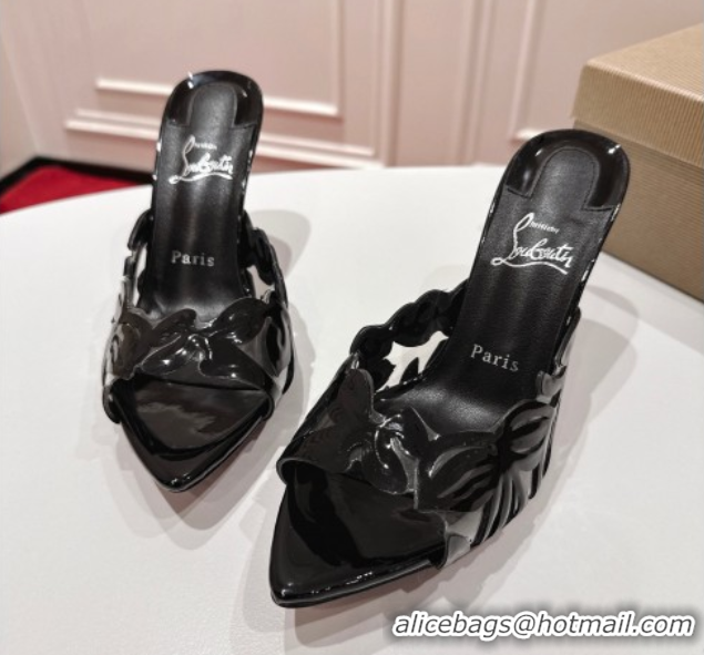 Sumptuous Christian Louboutin Cutout Leather Heel Slides Sandal 8.5cm Black 2025 CL103001 02