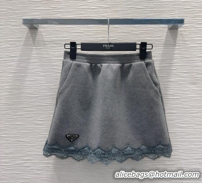 Promotional Prada Sweatshirt and Mini Skirt Set with Lace Trim PR090402 2025