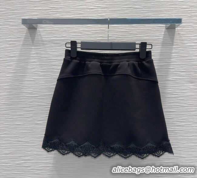 Promotional Prada Sweatshirt and Mini Skirt Set with Lace Trim PR090402 Black 2025