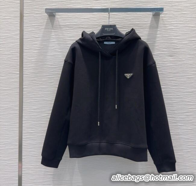 Promotional Prada Sweatshirt and Mini Skirt Set with Lace Trim PR090402 Black 2025