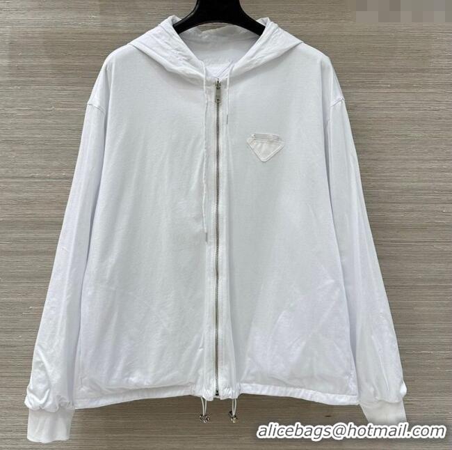 Famous Brand Prada Cotton and Nylon Reversible Jacket PR090403 White 2025