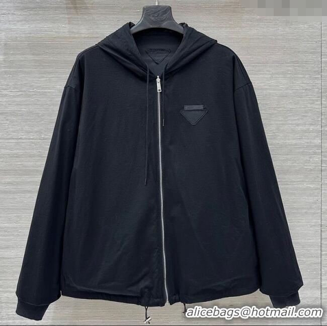Luxury Discount Prada Cotton and Nylon Reversible Jacket PR090403 Black 2025