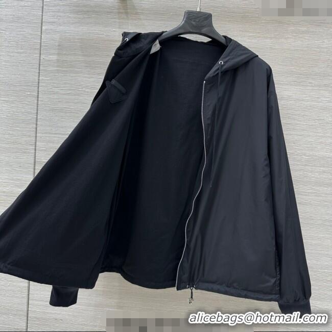 Luxury Discount Prada Cotton and Nylon Reversible Jacket PR090403 Black 2025