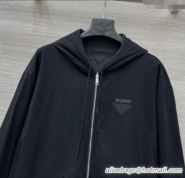 Luxury Discount Prada Cotton and Nylon Reversible Jacket PR090403 Black 2025