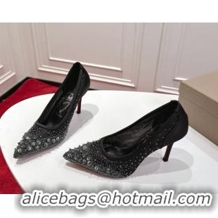 Grade Quality Christian Louboutin Miss Z Sparkling Pumps 8.5cm in Mesh and Strass Black 1030114
