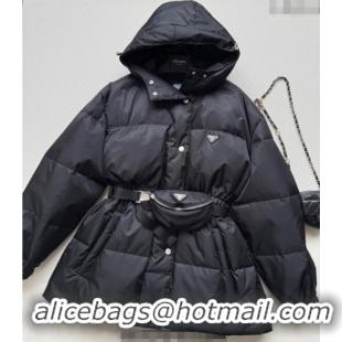 Top Quality Prada Long Down Jacket PR090406 Black 2025