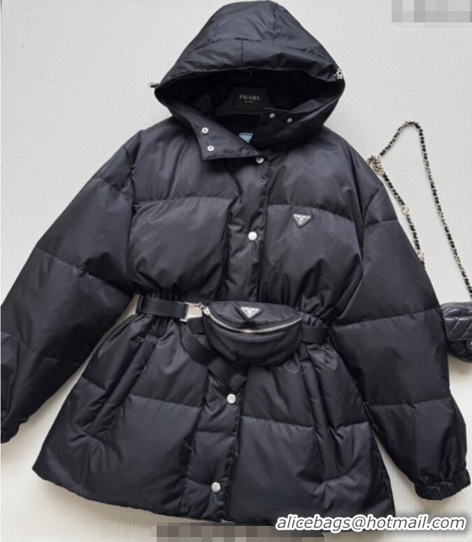 Top Quality Prada Long Down Jacket PR090406 Black 2025