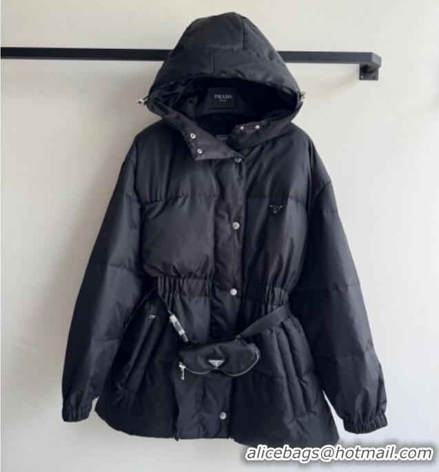 Top Quality Prada Long Down Jacket PR090406 Black 2025