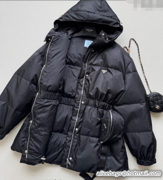 Top Quality Prada Long Down Jacket PR090406 Black 2025