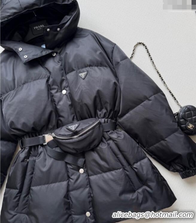 Top Quality Prada Long Down Jacket PR090406 Black 2025