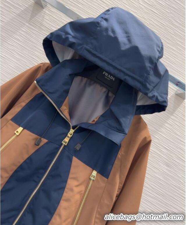 Luxury Cheap Prada Patchwork Jacket PR090407 Brown/Blue 2025
