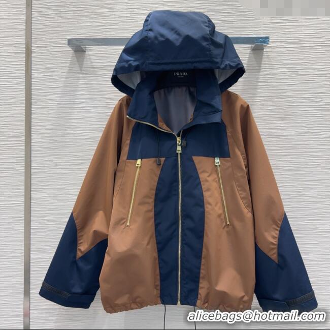 Luxury Cheap Prada Patchwork Jacket PR090407 Brown/Blue 2025