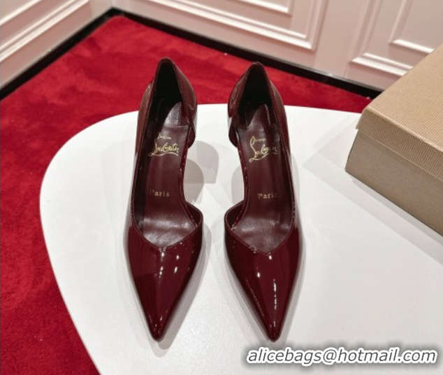 Sumptuous Christian Louboutin Iriza Pumps 8.5cm in Patent Leather Burgundy 1030120