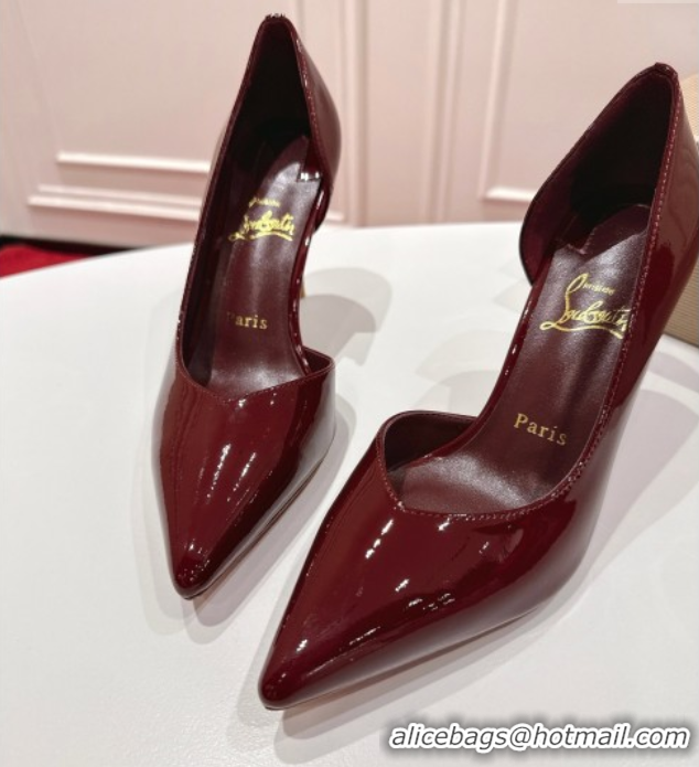 Sumptuous Christian Louboutin Iriza Pumps 8.5cm in Patent Leather Burgundy 1030120