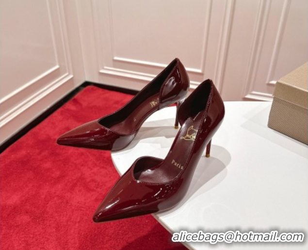 Sumptuous Christian Louboutin Iriza Pumps 8.5cm in Patent Leather Burgundy 1030120