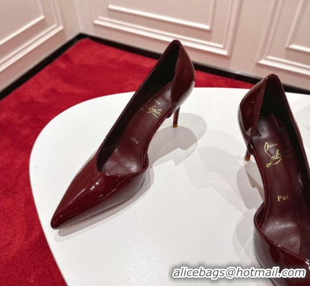 Sumptuous Christian Louboutin Iriza Pumps 8.5cm in Patent Leather Burgundy 1030120