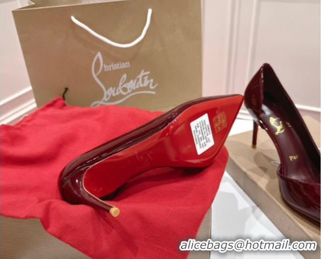 Sumptuous Christian Louboutin Iriza Pumps 8.5cm in Patent Leather Burgundy 1030120