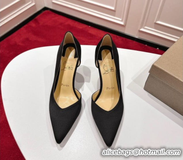 Good Quality Christian Louboutin Iriza Pumps 8.5cm in Satin Black 1030121