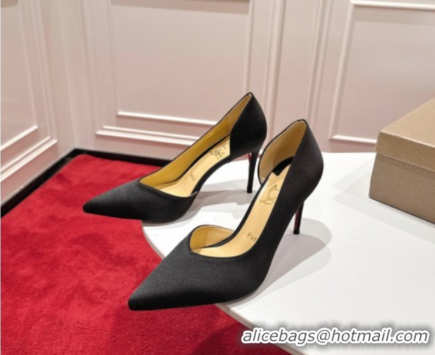 Good Quality Christian Louboutin Iriza Pumps 8.5cm in Satin Black 1030121