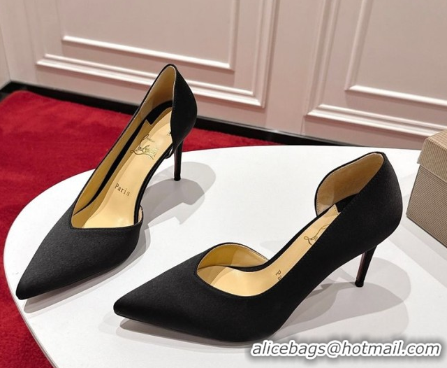 Good Quality Christian Louboutin Iriza Pumps 8.5cm in Satin Black 1030121