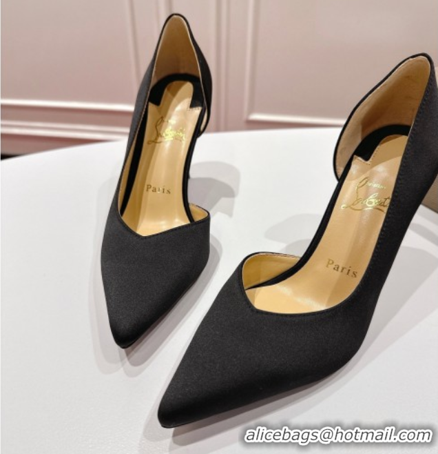 Good Quality Christian Louboutin Iriza Pumps 8.5cm in Satin Black 1030121