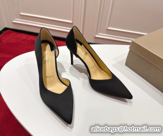 Good Quality Christian Louboutin Iriza Pumps 8.5cm in Satin Black 1030121